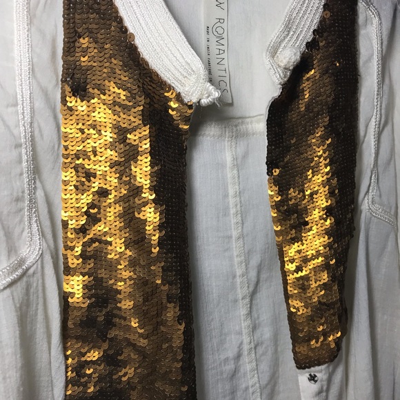 Free People/New Romantics | sequin button up - Picture 4 of 7